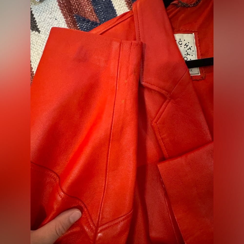 Women's Red Leather Vintage Jacket - Picture 12 of 14